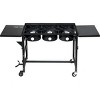 Barton 87,000 BTU 3-Burner Outdoor Propane Grill Camp Stove Side Table W/ Wheel (4) Hook Utensil Holder, Black - image 3 of 4