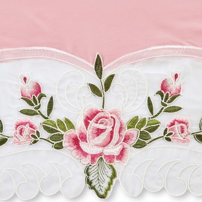 Rose Embroidered Sheer Polyester 36" Tier Curtains