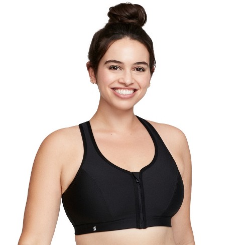 Glamorise Womens Zip Up Front-closure Sports Wirefree Bra 9266 Black :  Target