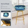 blue Swivel bar height bar stools set of 2, hand woven back and gold metal legs, modern low back upholstered kitchen chair - 2 of 4