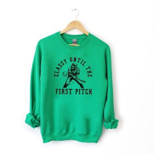 Simply Sage Market Women's Graphic Sweatshirt Classy Until First Pitch - 1 of 3