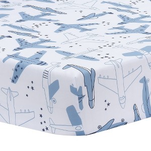 Bedtime Originals Little Aviator Airplane Baby Fitted Crib Sheet - White - 1 of 4