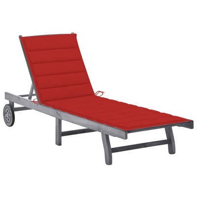 vidaXL Patio Sun Lounger with Cushion Gray Solid Acacia Wood