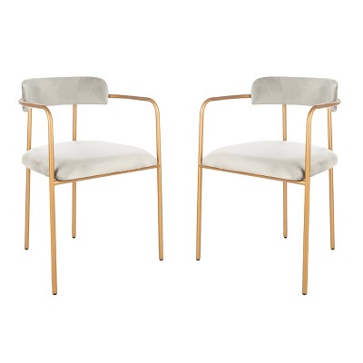 Set of 2 Camille Side Chair Gray/Gold - Safavieh