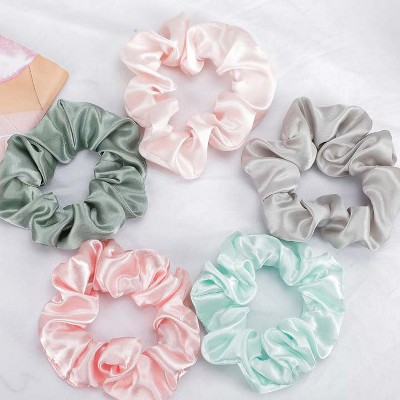 Jessie's Silk Scrunchies 1PCS Satin Soft Scrunchies in Bright & Neutral Colors - 3.3 Inch Stretch for Various Hair Types