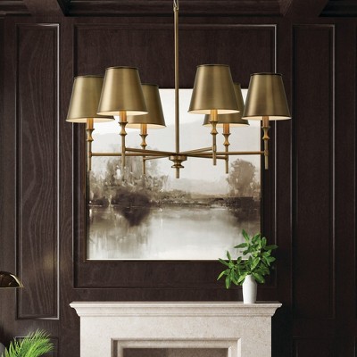 Whitney Aged Brass 6-Light Candle Chandelier