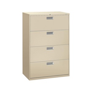 HON Brigade 600 Series 4-Drawer Lateral File Cabinet Locking Letter/Legal Putty/Beige 36"W - 1 of 1