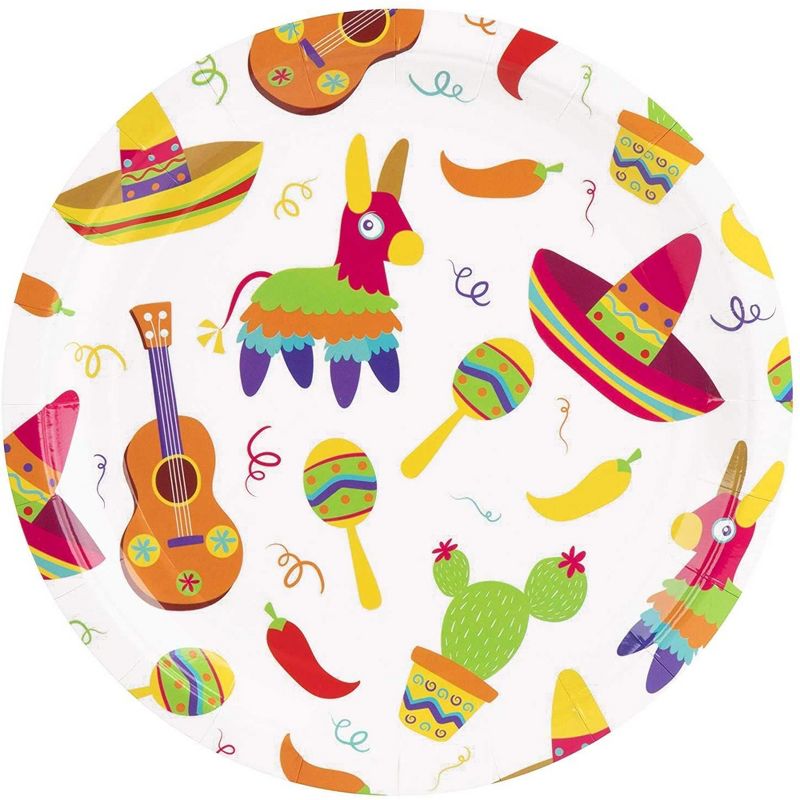 Blue Panda 144 Piece Disposable Mexican Themed Dinnerware Set, Fiesta Birthday Party Decorations (Serves 24), 5 of 8