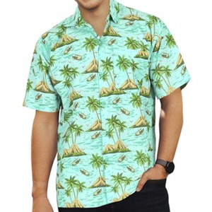 HAPPY BAY Men's Hawaiian Short Sleeve Button Down Shirt Mens Casual Linen Effect Vacation Tropical Beach Summer Party Shirts for Men - 1 of 4