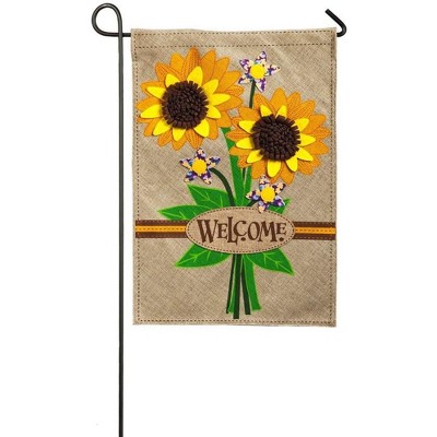 Evergreen Sunflower Bouquet Garden Burlap Flag