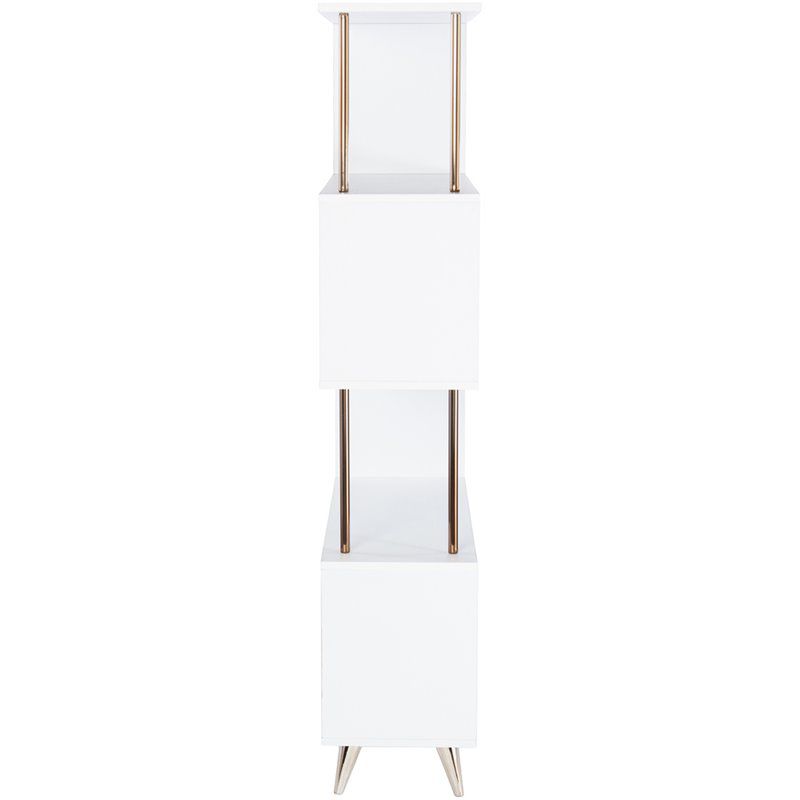 SEI Furniture Beckerman 4 Shelf Bookcase in White and Champagne, 4 of 11