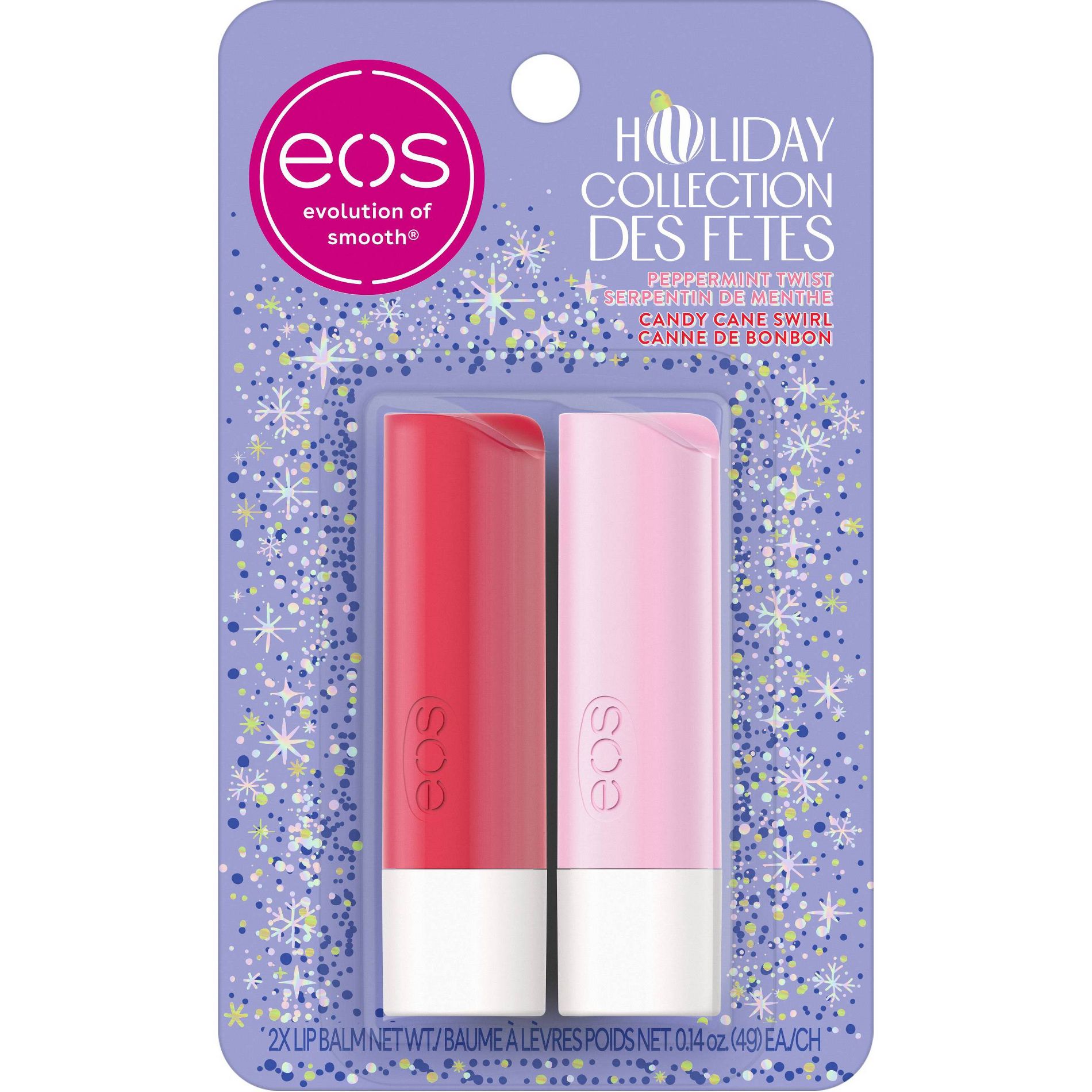 eos Holiday Lip Balm - Peppermint Twist & Candy Cane Swirl - 0.28oz/2pk