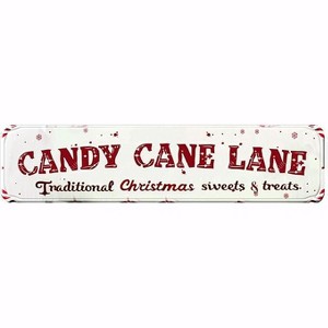 Lomsoe Christmas Metal Signs Candy Cane Lane Christmas Sweets and Treats Sign Vintage Tin Sign Christmas Aluminum Sign Art Decor 4¡Á16 Inches - 1 of 1