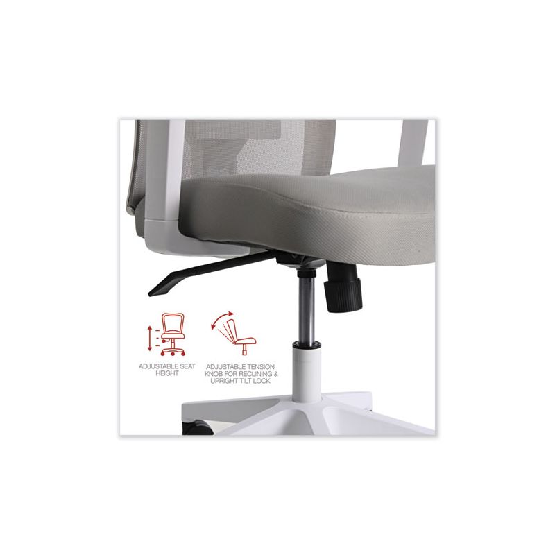 Workspace by Alera Mesh Back Fabric Task Chair, Supports Up to 275 lb, 17.32" to 21.1" Seat Height, Gray Seat, Gray Back, 4 of 8