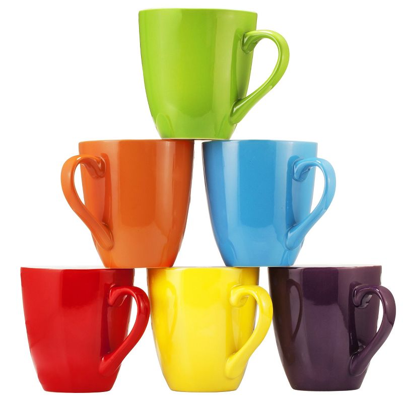 Bruntmor 16 Oz Large Ceramic Plain Coffee Mug Set of 6, Multicolor, 3 of 10
