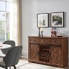 OKD 54" Wine Bar Cabinet w/Sliding Barn Door, Kitchen Coffee Bar Cabinet w/Wine & Glass Rack, 3 Drawers, Large Buffet Sideboard - 2 of 4