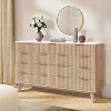 9 Drawers Dresser, 54" Wide Modern Chest of Drawers with Faux Marble Top, Large Dresser TV Stand, Wood Drawer Organizer for Living Room, Natural Oak - 3 of 4