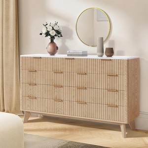 9 Drawer Dresser,54"Wooden Chest of Drawers with Fluted Wave Pattern,Metal Handles - 1 of 4