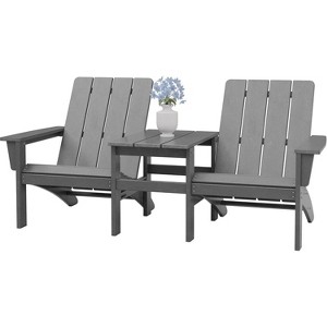 ALAULM Adirondack Lounge Chair Sofa Set of 2 PCS, Outdoor Chairs,Double Seat Chair w/a Coffee Table,Widely Used for Patio,Lawn,Garden,Pool,Deck(Black) - 1 of 4