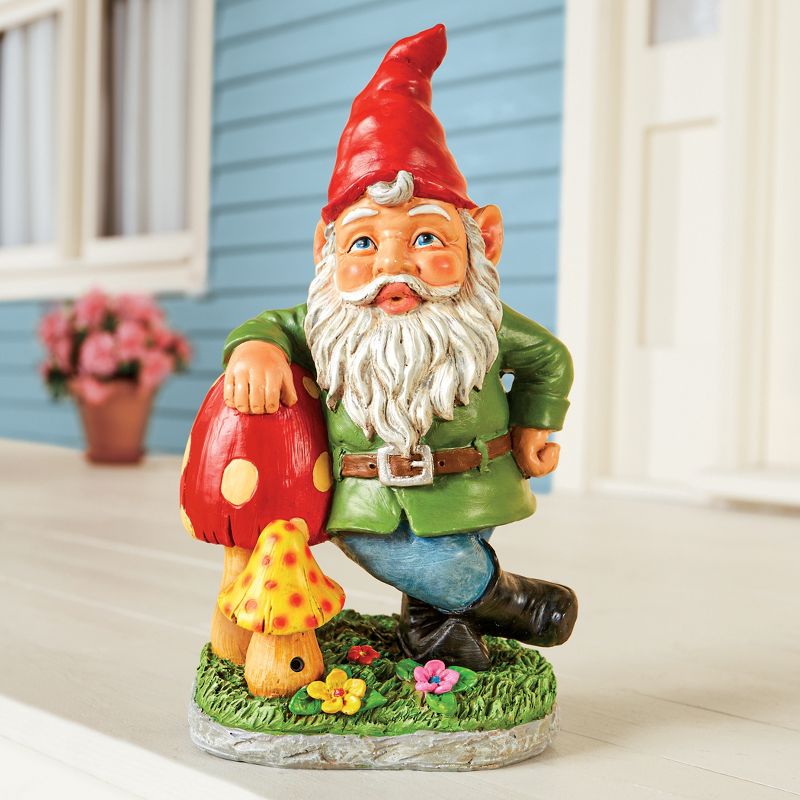 Collections Etc Hand-Painted Motion Activated Whistling Garden Gnome 6.75 X 4.75 X 12 Multicolored, 2 of 3
