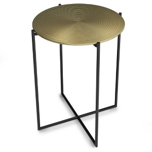 Medford Side Table Gold/Brass - WyndenHall: Handcrafted, X-Shaped Base, Metal Round Table - 1 of 4