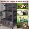 60'' -Tier Metal Ferret Cage, Extra Rolling Cage with Cabinet, Lockable Doors & Hammock, Multi-Level Small Animal Habitat - 3 of 4