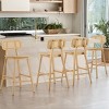 Set of 4 Indoor Wood Barstools with Rubberwood Frame,Rattan Back Bar Stools,Modern Barstools for Kitchen Island or Home Bar-Coolbibila - 2 of 4