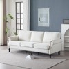 83'' Faux Leather 3-Seater Sofa with Nailhead Trim, Rolled Arms and Wooden Legs - 3 of 4