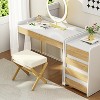 Foldable Foot Stool Ottoman, Modern Foot Rest with Bamboo X Legs & Thick Foam Cushion, Folding Foot Stools Small Padded for Bedroom Living Room - 3 of 4