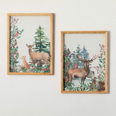 24" Sullivans Deer Christmas Wall Decor Set of 2 Multicolor Indoor Christmas Decor