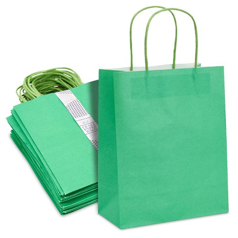 Sparkle and Bash 50 Pack Medium Green Paper Gift Bags with Handles for  Party Favor, Bulk Shopping Merchandise Bags, 8 x 10 in