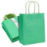 Sparkle and Bash 50 Pack Medium Green Paper Gift Bags with Handles for Party Favor, Bulk Shopping Merchandise Bags, 8 x 10 in