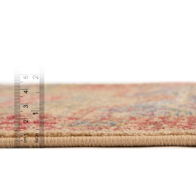 Beige and Multicolor Rectangular Synthetic 8' x 10' Area Rug