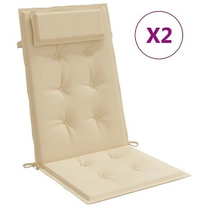vidaXL Chair Cushion Outdoor High Back Chair Cushion Seat Pad Oxford Fabric - Beige 2 pcs - 1 of 4