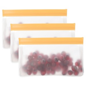 Unique Bargains Reusable Leakproof Zip PEVA Freezer Food Storage Bags 3 Pcs - 1 of 4