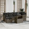 vidaXL 7 Piece Patio Sofa Set with Cushions Gray Poly Rattan - Gray without storage - 2 of 4