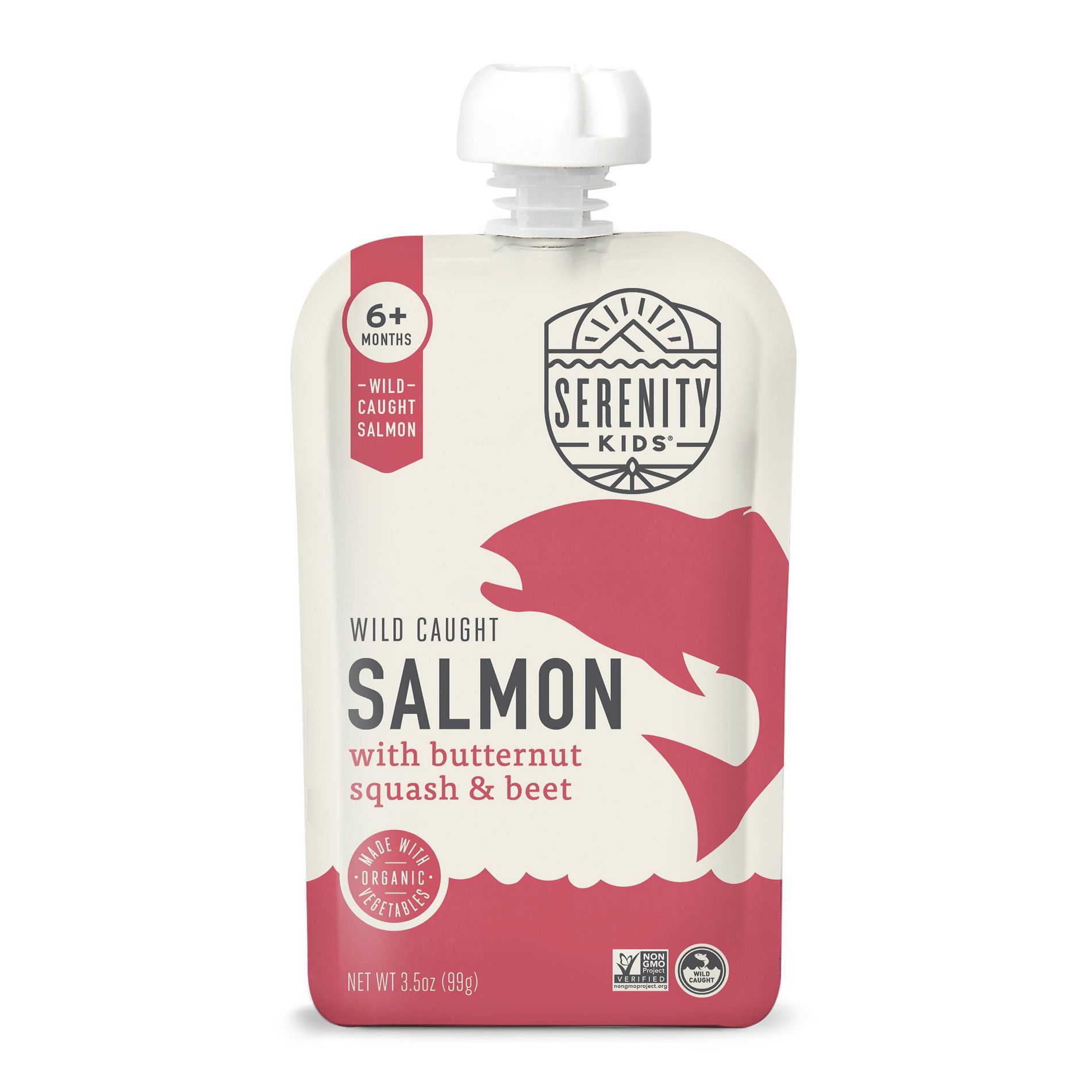 Serenity Kids Wild Caught Salmon with Organic Butternut Squash & Beet Baby Food Pouch - 3.5oz