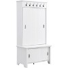 Garvee Modern White Hall Tree with Sliding Doors, Storage Cabinet & Coat Rack ¨C Entryway Bench with Adjustable Shelves, White - 3 of 4