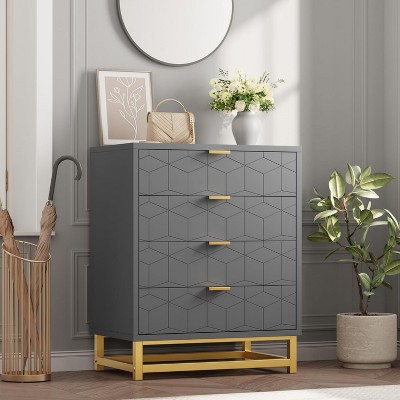 2/3/4/5/6/7 Drawer Dresser with Metal Legs, Wood Dressers Chest Organizer with Wide Storage, Modern Chest of Drawers for Bedroom, Living Room,Hallway