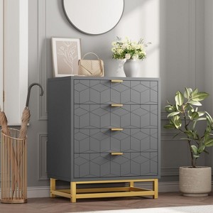 2/3/4/5/6/7 Drawer Dresser with Metal Legs, Wood Dressers Chest Organizer with Wide Storage, Modern Chest of Drawers for Bedroom, Living Room,Hallway - 1 of 4