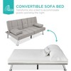 Best Choice Products Modern Linen Convertible Futon Sofa Bed w/ Removable Armrests, Metal Legs, Cupholders - 4 of 4