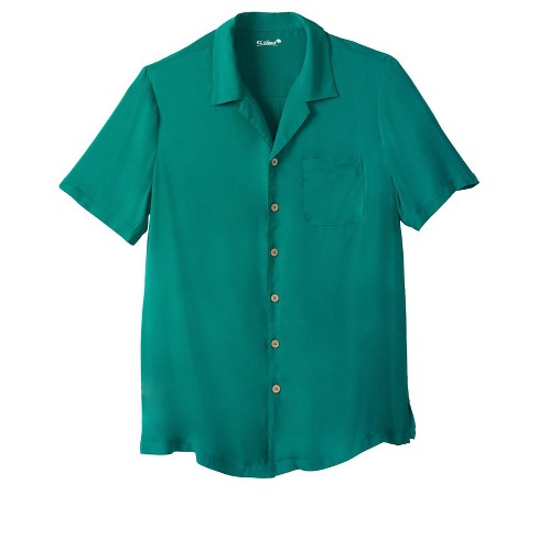 KS Island by KingSize Men's Big & Tall Solid Rayon Short-Sleeve Shirt - Big  - 8XL, Emerald Green