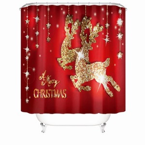 Christmas Golden Deer Shower Curtains for Bathroom Waterproof Fabric Bath Curtain Durable Soft Stylish Bathroom Decor 72x72 Inch - 1 of 1