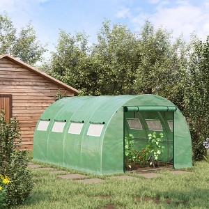 CAVINAS 13'x10'x6.5' Arched Greenhouse Tunnel Greenhouse with Zippered Door and Roll-Up Windows Zippered Door, PE Cover for Backyard - 1 of 4