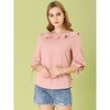 Allegra K Women's Vintage 3/4 Sleeve Boat Neck Ruffled Dots Print Blouse - 3 of 4