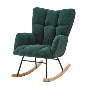 Maliang Glider Chair for Living Room, Teddy Fabric Rocking Chair with Metal Frame - 1 of 4
