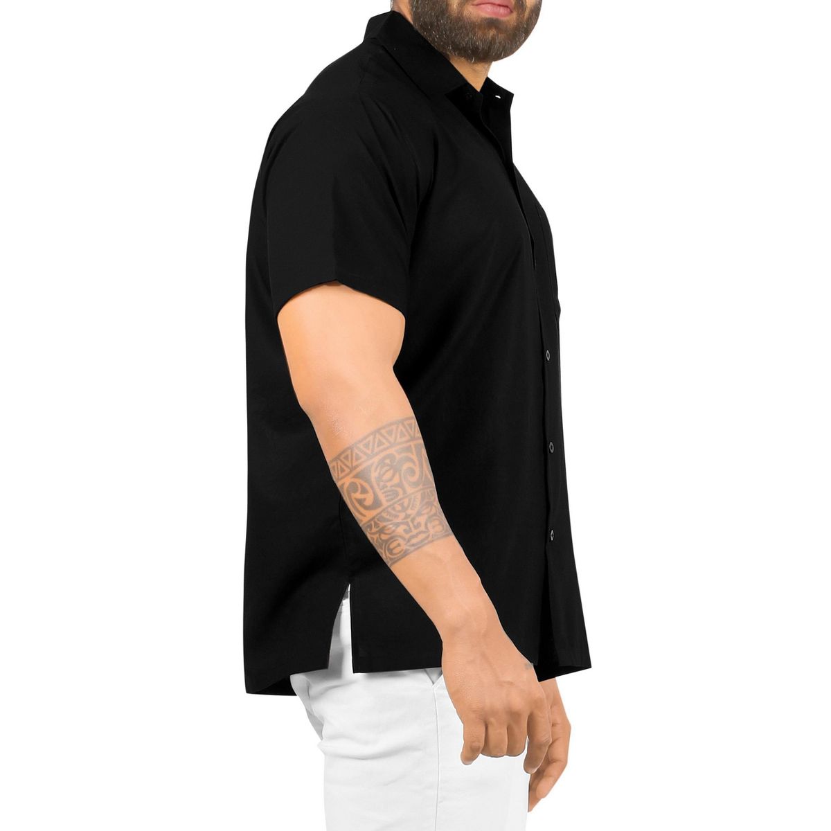 LA LEELA Men's Short Sleeve Button Down Solid Shirts Casual Vacation Camp Shirt for Men Beach Business Work Shirt Tees with Pocket XXL, Kohl_AE33 - thumbnail 3