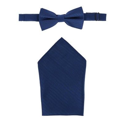 CTM Men's Woven Bow Tie and Handkerchief Set