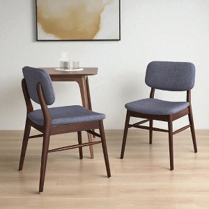 Set of 2 Mid-Century Modern Upholstered Dining Chairs with Rubberwood Frame, Splayed Legs, Fabric Cushion Seats for Dining Room, Living Room - 1 of 4