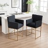 SEYNAR Mid Century Modern Velvet Accent Armrest 27-inch Tall Bar Stool Set of 2 with Metal Frame - 2 of 4